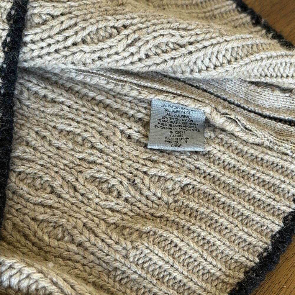 360 Sweater Women XS Cable Knit Sweater Cashmere Angora Lambswool Side Zip Beige - Picture 11 of 11